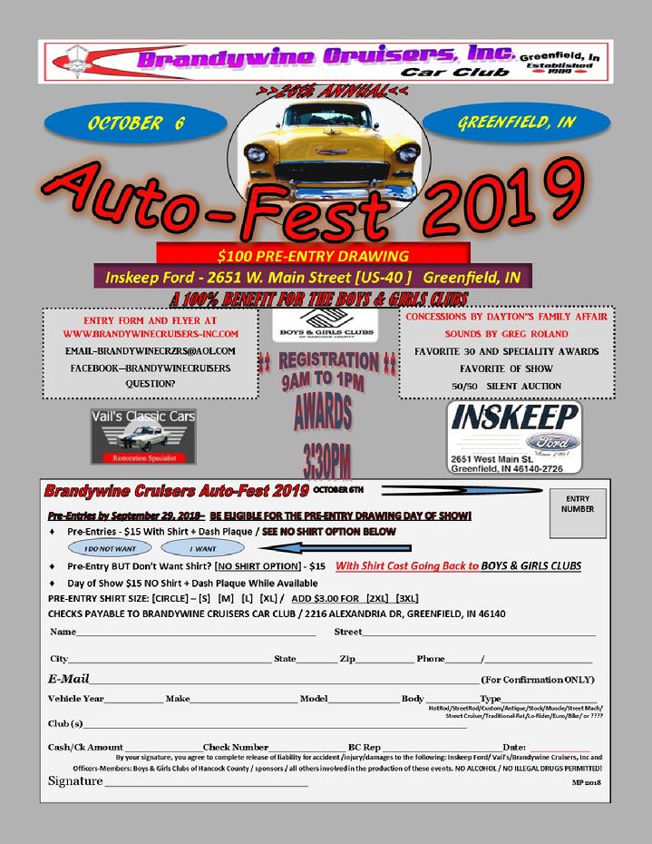 brandywine cruisers, auto-fest, auto-fest 2019, mike pershing, greenfield indiana, inskeep ford, vales classic cars, car shows 2019, old cars only